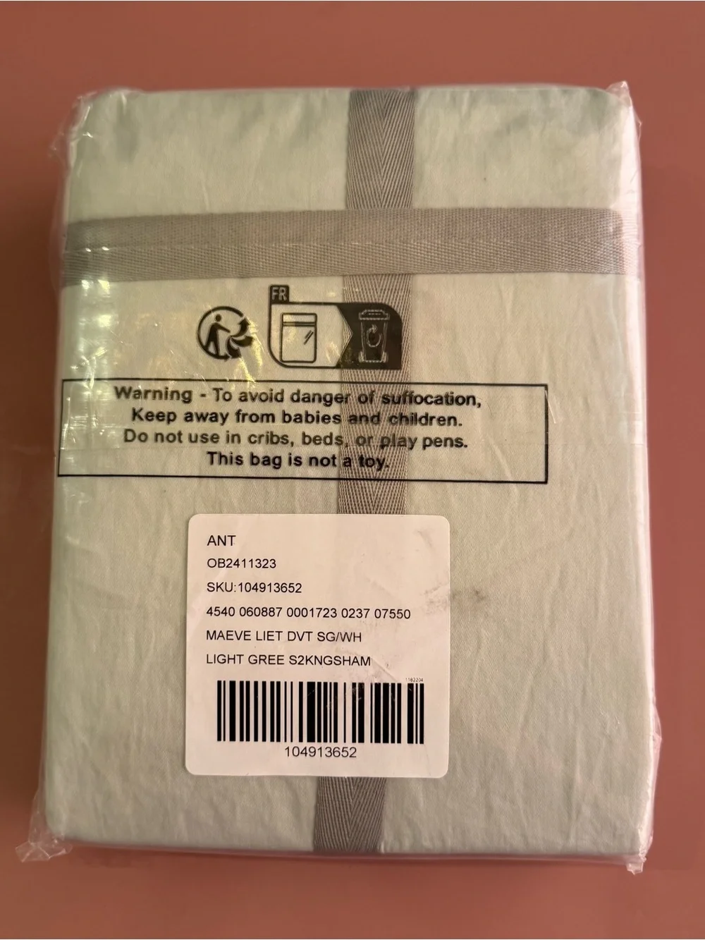 Anthropologie Maeve Liet Cotton Sateen Embroidered Shams, Set of 2, Sage Green
